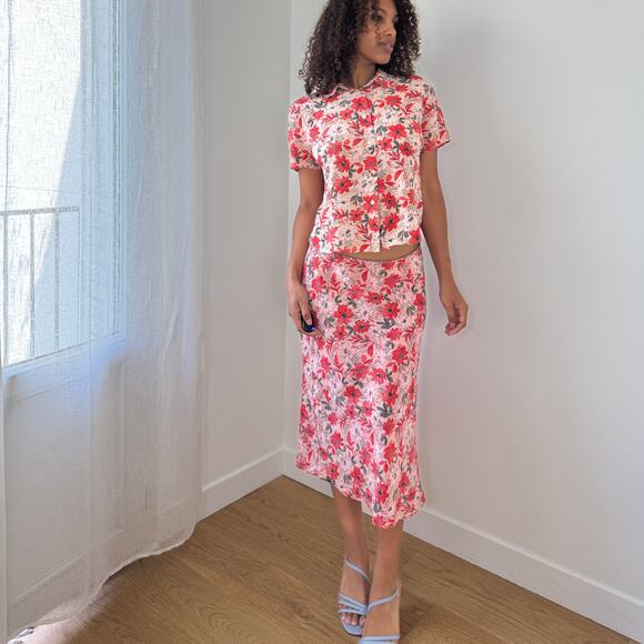 Vintage 100% Silk Floral Co-Ord Set by Marella (S) - Picture 7 of 12